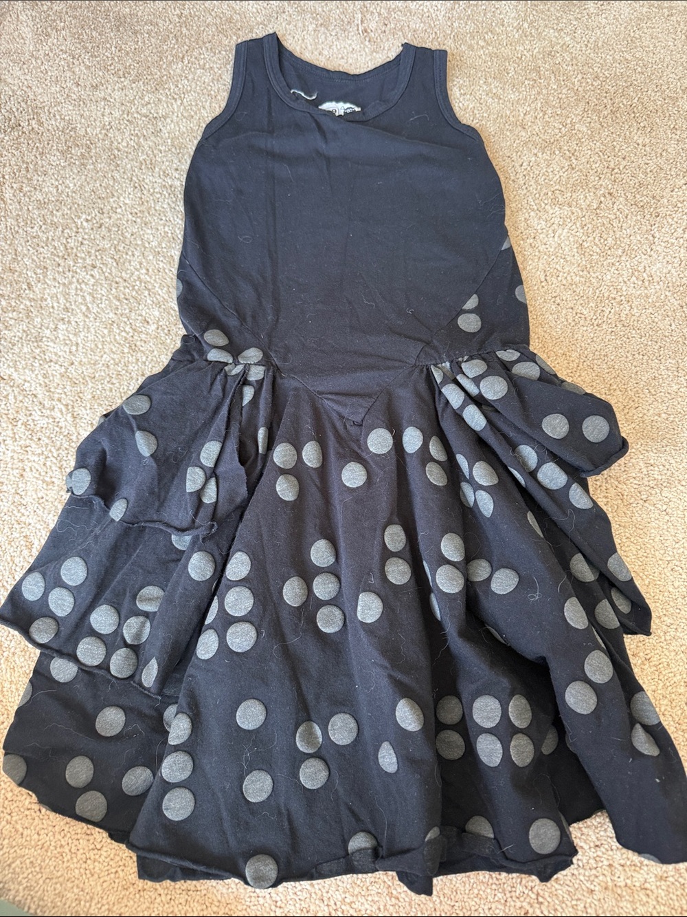 nununu Black Dress with Gray Polka Dots